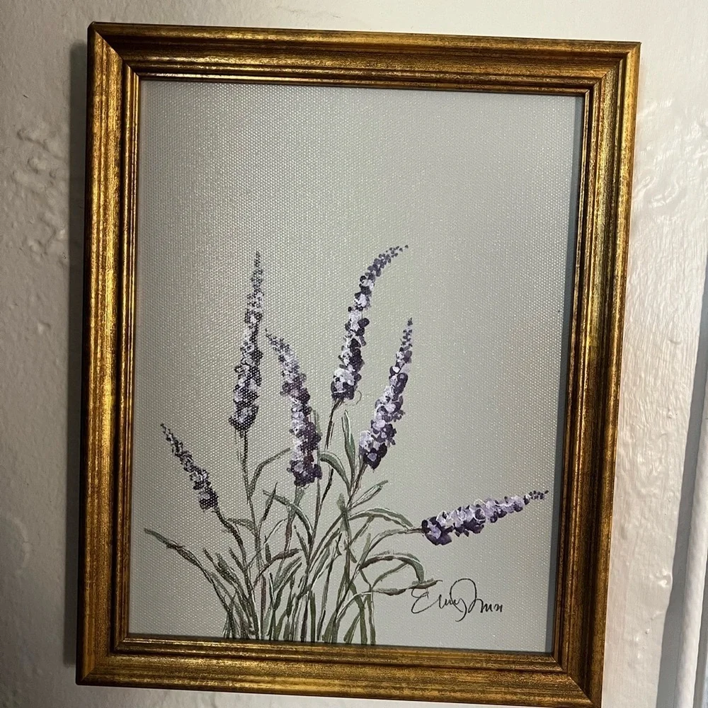 Lavender Floral Wall Art Frame Botanical Print Threshold Gold Rustic Cottagecore